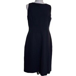 J. Crew 6P Petite Dress Super 120s Wool Black Sheath Sleeveless Lined